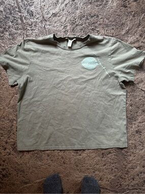 Olive Green Graphic Tee with Subtle Logo - Terrain Womens Size XL